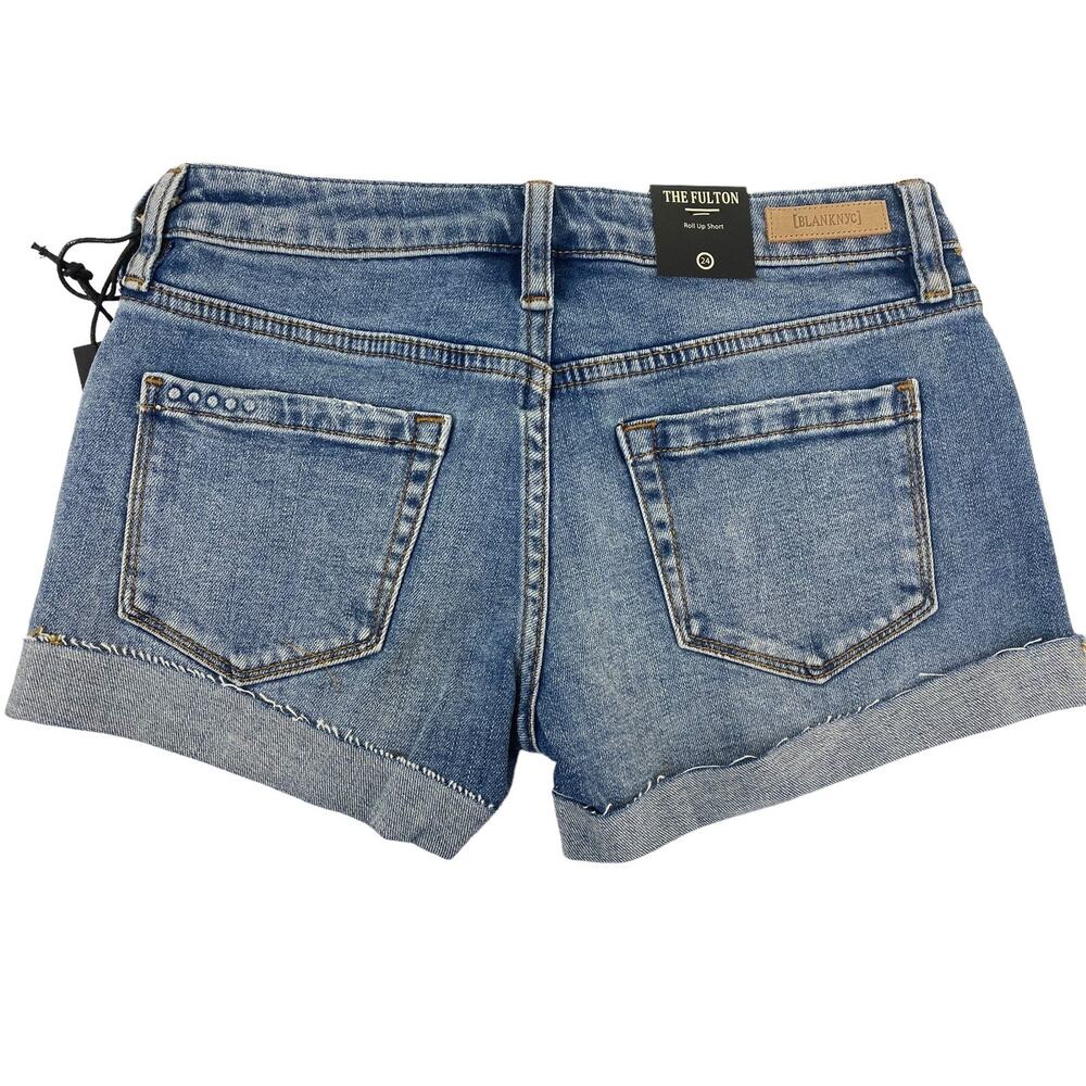 Blank NYC Denim Fulton Boyfriend Fit Distressed Roll Up Shorts NEW Size 24 - Picture 2 of 9